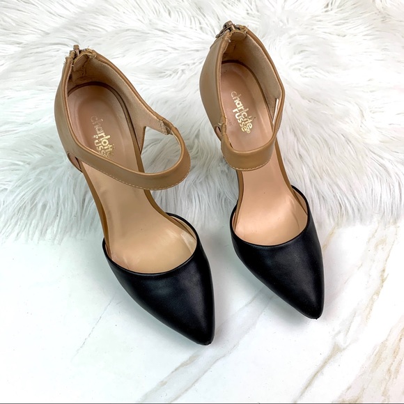 🔥4 for 25 Charlotte Russe Black & Tan Pointy Heel - Picture 4 of 7